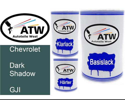 Chevrolet, Dark Shadow, GJI: 500ml Lackdose + 500ml Klarlack + 250ml Härter - Set, von ATW Autoteile West.